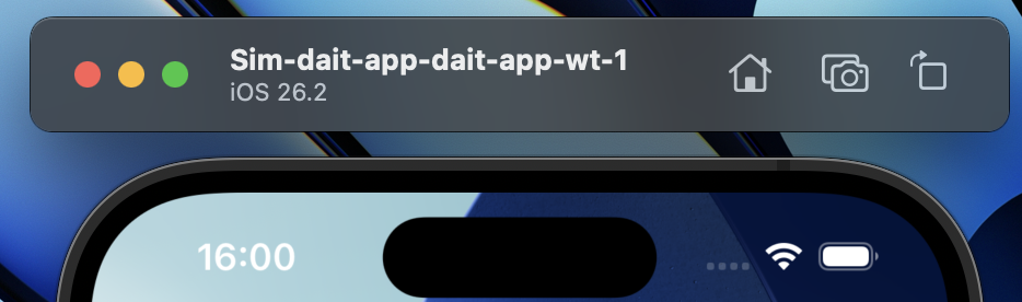 Simulator title showing repo + worktree name